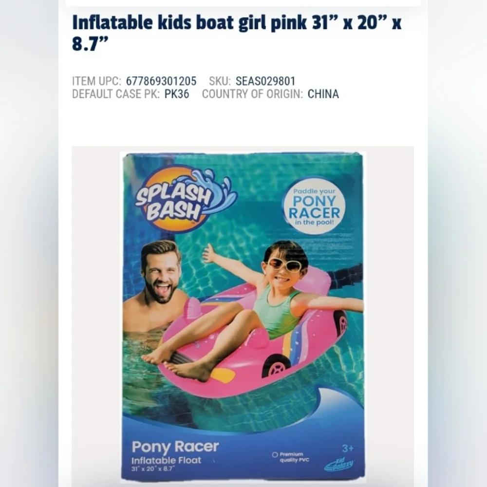 Pink Pony Racer Inflatable Pool Float - Picture 4 of 4